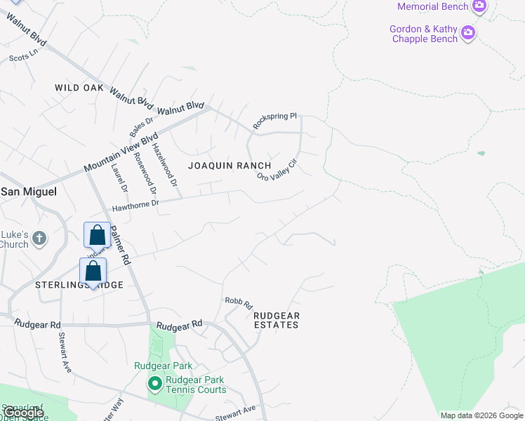 map of restaurants, bars, coffee shops, grocery stores, and more near 955 Hawthorne Drive in Walnut Creek