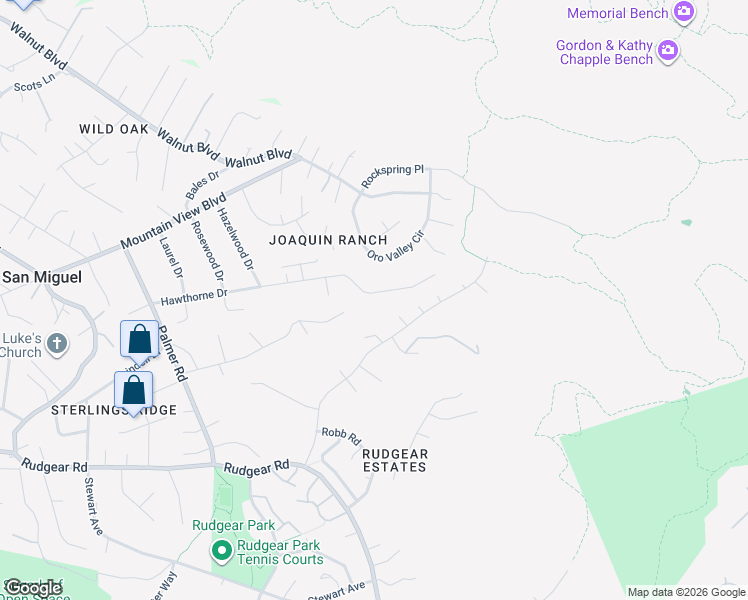 map of restaurants, bars, coffee shops, grocery stores, and more near 955 Hawthorne Drive in Walnut Creek