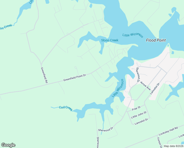 map of restaurants, bars, coffee shops, grocery stores, and more near Greenfield Point Drive in Reedville