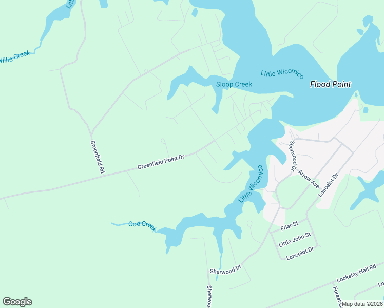map of restaurants, bars, coffee shops, grocery stores, and more near Greenfield Point Drive in Reedville