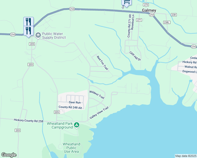 map of restaurants, bars, coffee shops, grocery stores, and more near Hunting Horn Trial in Hickory