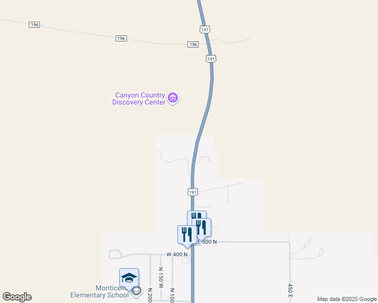 map of restaurants, bars, coffee shops, grocery stores, and more near 833 North Main Street in Monticello