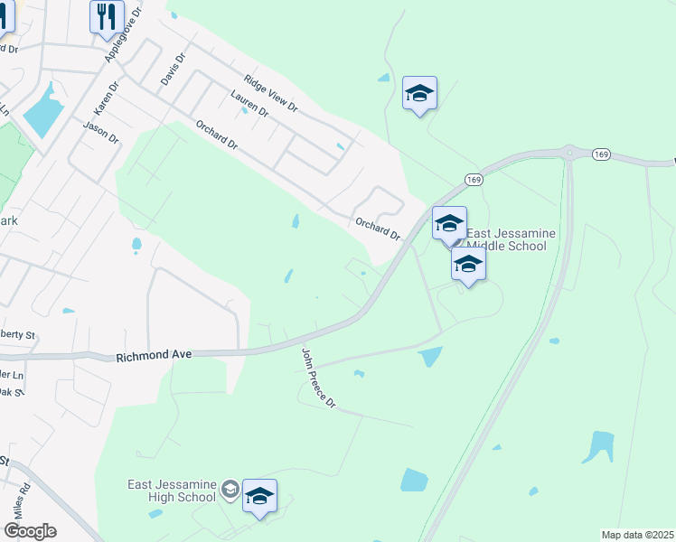 map of restaurants, bars, coffee shops, grocery stores, and more near 858 Richmond Avenue in Nicholasville