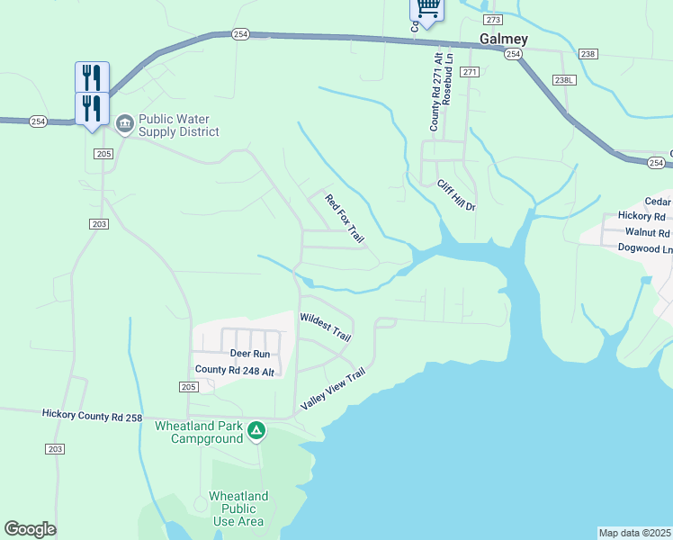 map of restaurants, bars, coffee shops, grocery stores, and more near Hunting Horn Trial in Hickory