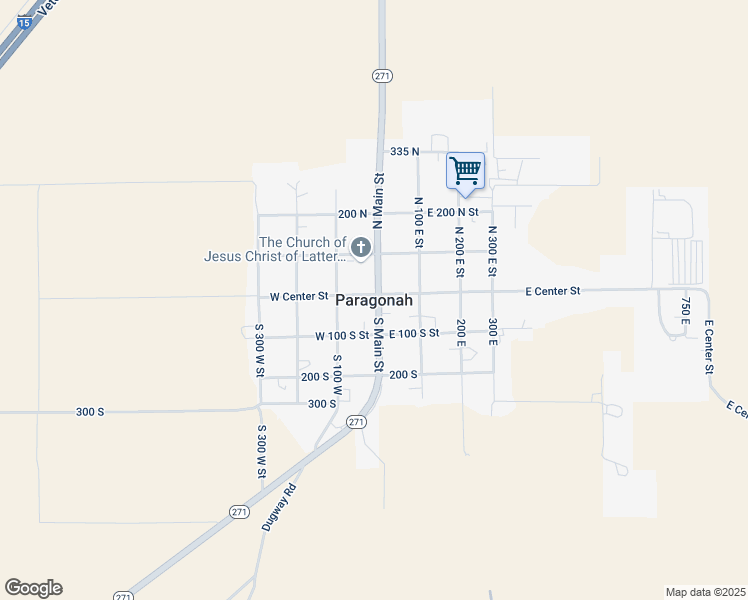 map of restaurants, bars, coffee shops, grocery stores, and more near in Paragonah