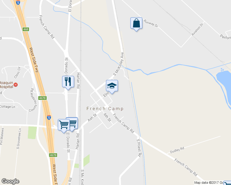 map of restaurants, bars, coffee shops, grocery stores, and more near 241 East 4th Street in French Camp