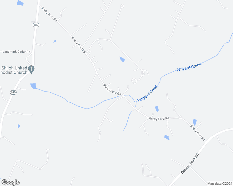 map of restaurants, bars, coffee shops, grocery stores, and more near 17302 Rocky Ford Road in Beaverdam