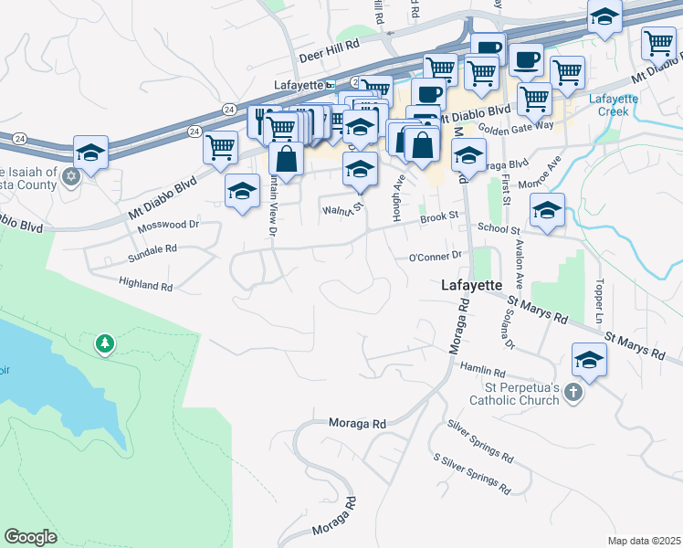 map of restaurants, bars, coffee shops, grocery stores, and more near 3665 Boyer Circle in Lafayette