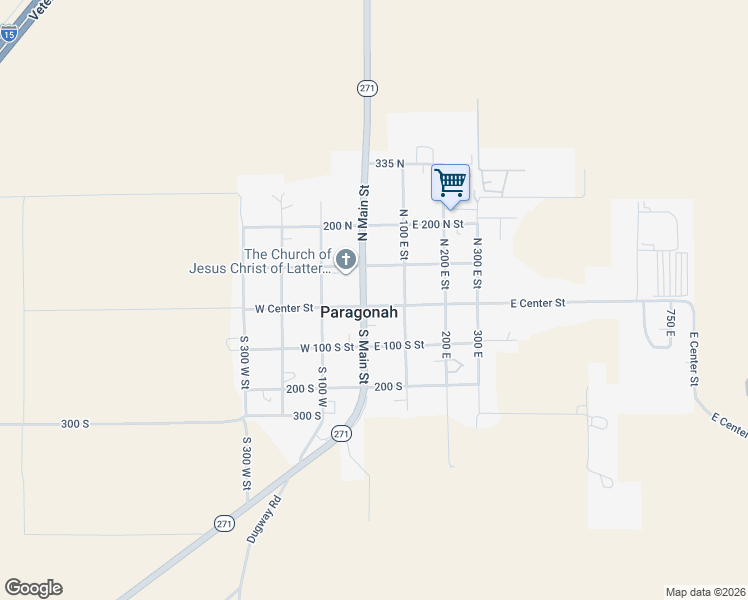 map of restaurants, bars, coffee shops, grocery stores, and more near in Paragonah