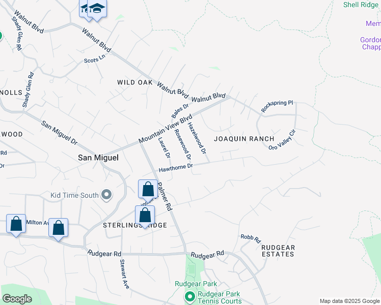 map of restaurants, bars, coffee shops, grocery stores, and more near 760 Rosewood Drive in Walnut Creek