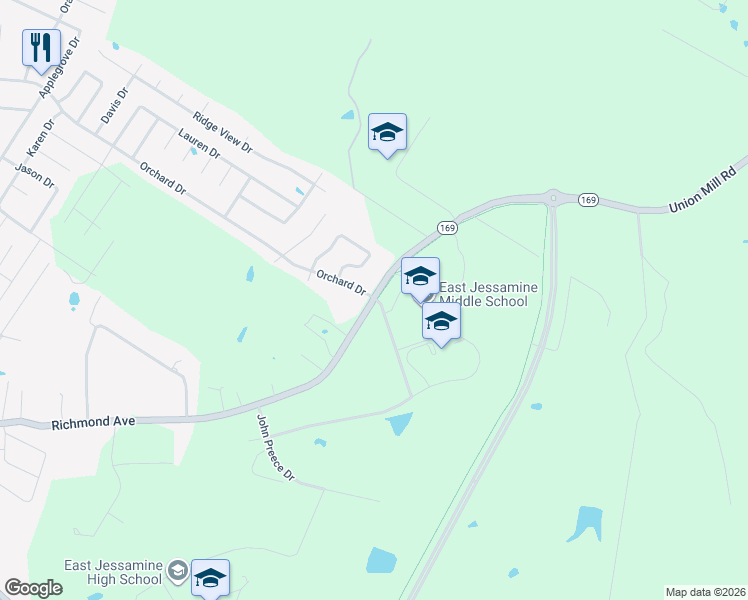map of restaurants, bars, coffee shops, grocery stores, and more near 939 Union Mill Road in Nicholasville