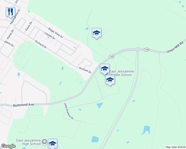 map of restaurants, bars, coffee shops, grocery stores, and more near 939 Union Mill Road in Nicholasville