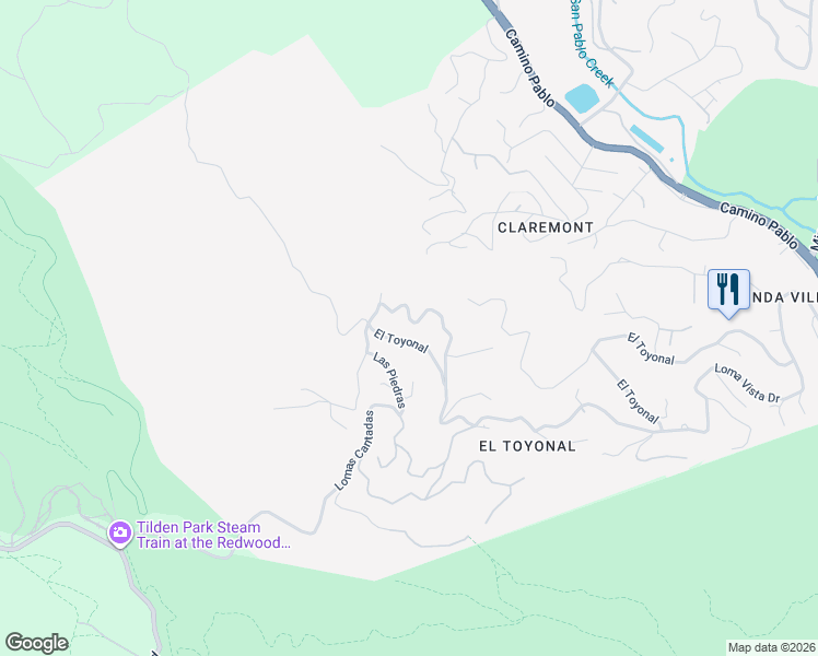 map of restaurants, bars, coffee shops, grocery stores, and more near 51 Camino del Diablo in Orinda