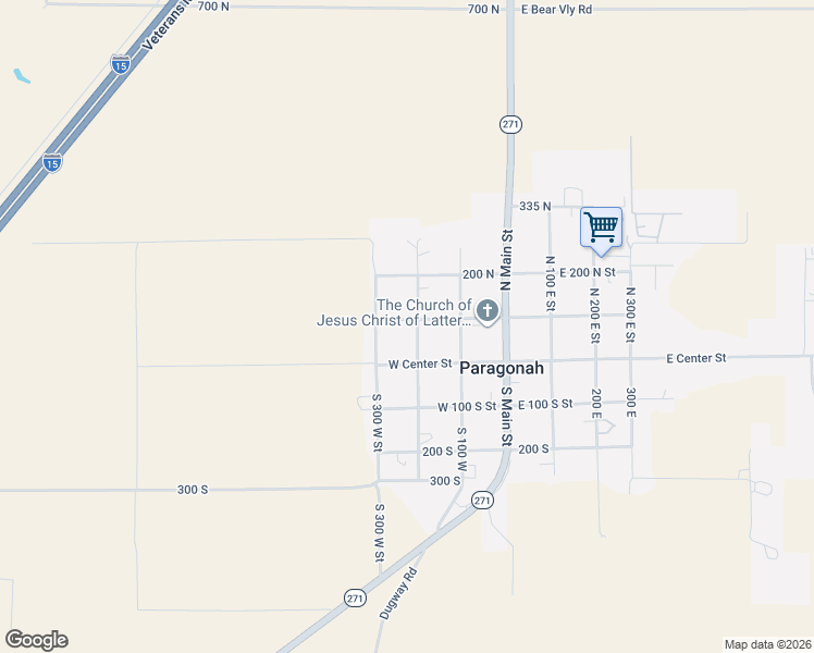 map of restaurants, bars, coffee shops, grocery stores, and more near 85 North 200 West in Paragonah