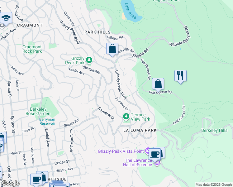 map of restaurants, bars, coffee shops, grocery stores, and more near in Berkeley