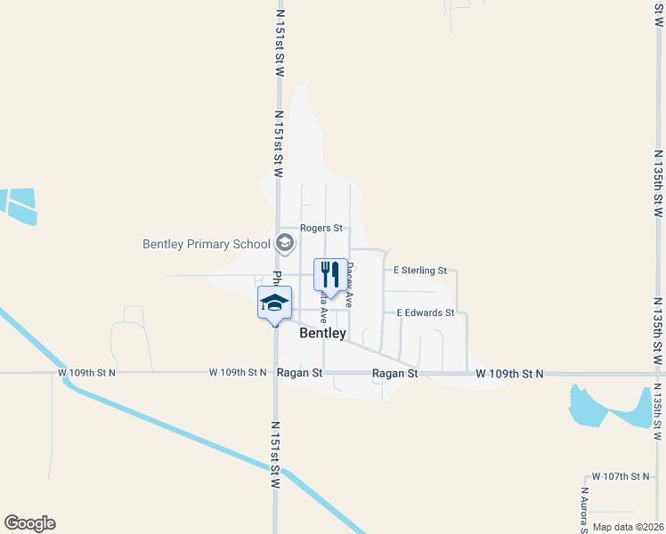 map of restaurants, bars, coffee shops, grocery stores, and more near 154 Wichita Avenue in Bentley