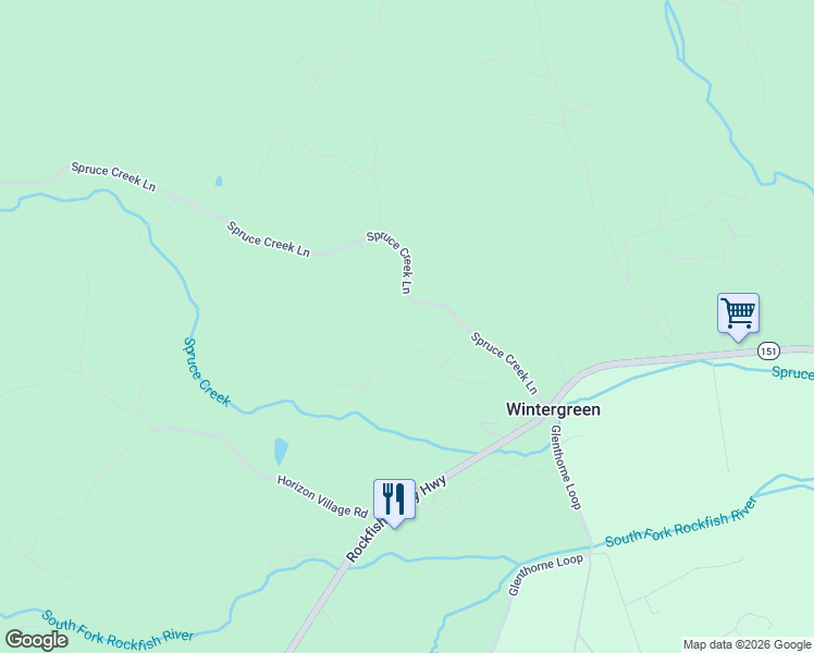 map of restaurants, bars, coffee shops, grocery stores, and more near 2-98 Lotties Lane in Nellysford