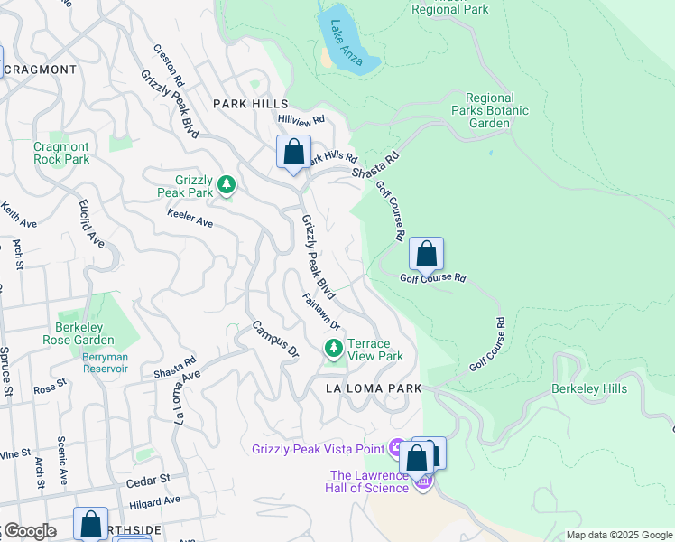 map of restaurants, bars, coffee shops, grocery stores, and more near 120 Hill Road in Berkeley