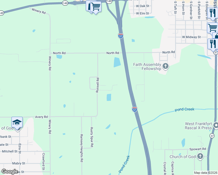 map of restaurants, bars, coffee shops, grocery stores, and more near Veldman Lane in West Frankfort