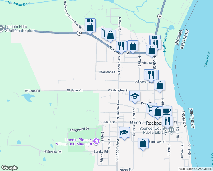 map of restaurants, bars, coffee shops, grocery stores, and more near 826 Washington Street in Rockport