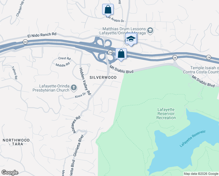 map of restaurants, bars, coffee shops, grocery stores, and more near 4034 Valente Drive in Lafayette