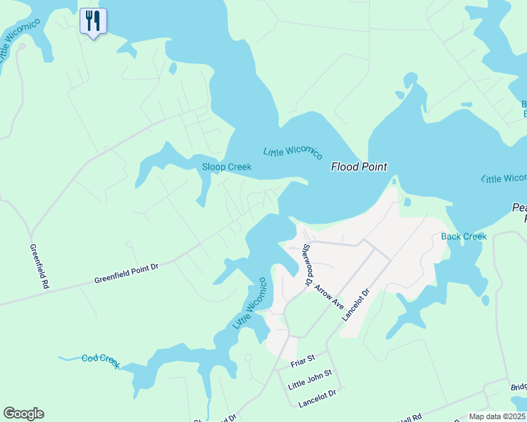 map of restaurants, bars, coffee shops, grocery stores, and more near 780 Greenfield Point Drive in Reedville