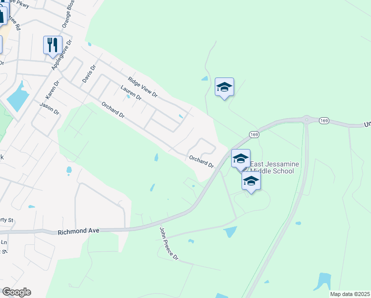 map of restaurants, bars, coffee shops, grocery stores, and more near 105 Susan Trce in Nicholasville