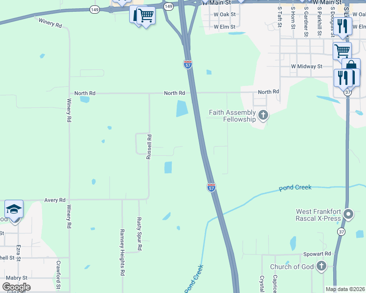 map of restaurants, bars, coffee shops, grocery stores, and more near Veldman Lane in Franklin County