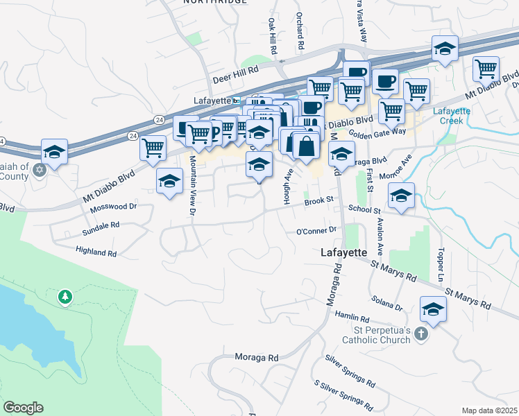 map of restaurants, bars, coffee shops, grocery stores, and more near 919 Dewing Avenue in Lafayette