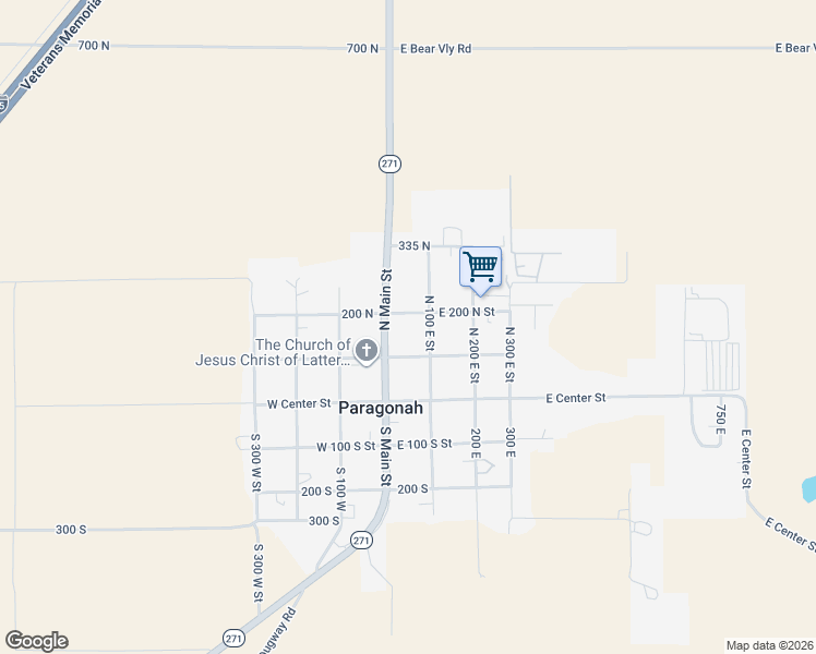 map of restaurants, bars, coffee shops, grocery stores, and more near 190 North Main Street in Paragonah