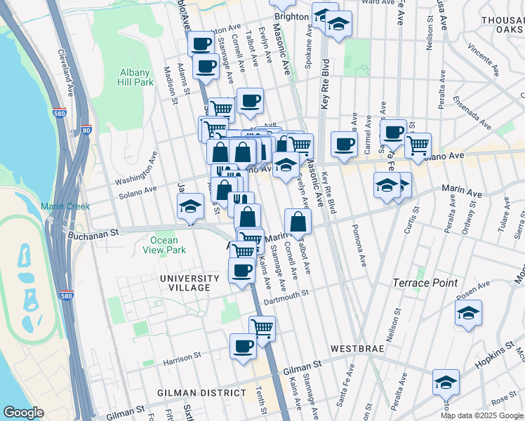 map of restaurants, bars, coffee shops, grocery stores, and more near in Berkeley