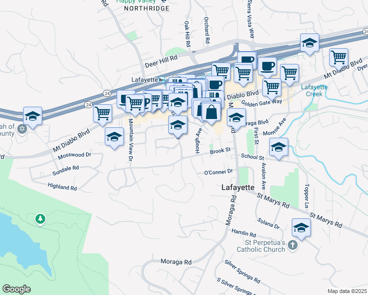 map of restaurants, bars, coffee shops, grocery stores, and more near 924 Dewing Avenue in Lafayette