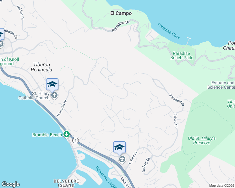 map of restaurants, bars, coffee shops, grocery stores, and more near 35 Mount Tiburon Road in Tiburon