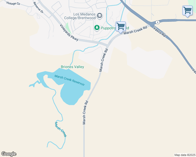 map of restaurants, bars, coffee shops, grocery stores, and more near 21657 Marsh Creek Road in Brentwood
