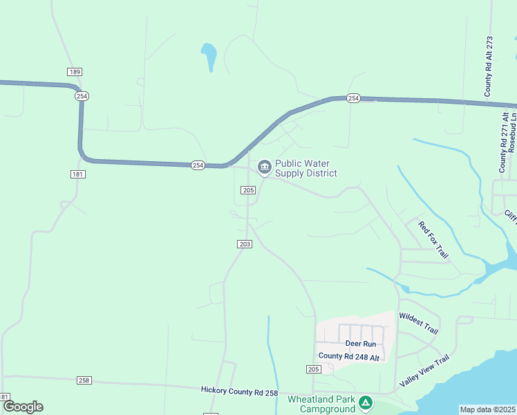 map of restaurants, bars, coffee shops, grocery stores, and more near County Road 205 in Wheatland