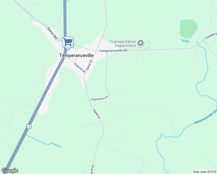 map of restaurants, bars, coffee shops, grocery stores, and more near 30301-30337 Thornton Lane in Temperanceville