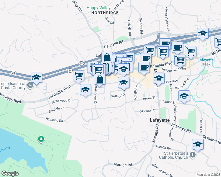 map of restaurants, bars, coffee shops, grocery stores, and more near 3626 Bickerstaff Road in Lafayette