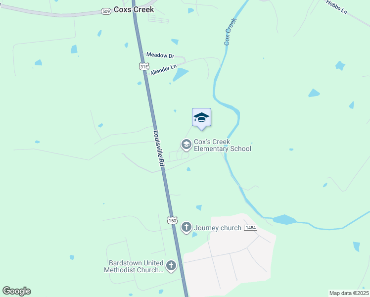 map of restaurants, bars, coffee shops, grocery stores, and more near 5635 Old Louisville Road in Coxs Creek