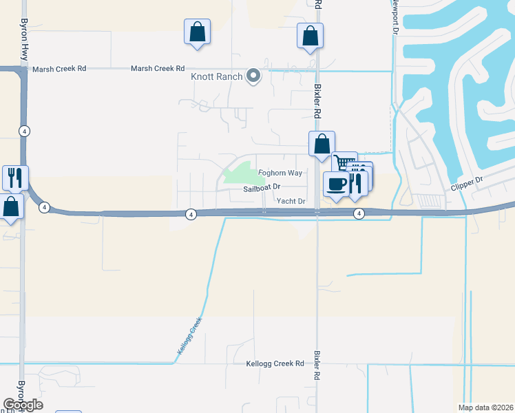 map of restaurants, bars, coffee shops, grocery stores, and more near 3748 Catamaran Court in Discovery Bay
