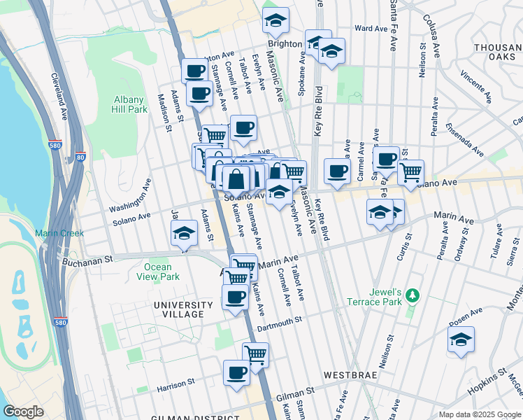 map of restaurants, bars, coffee shops, grocery stores, and more near 910 Cornell Avenue in Albany