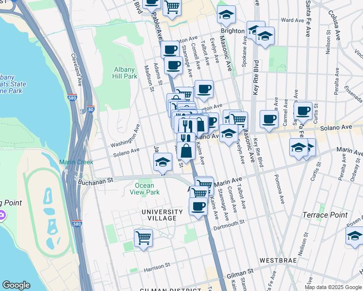 map of restaurants, bars, coffee shops, grocery stores, and more near in Berkeley