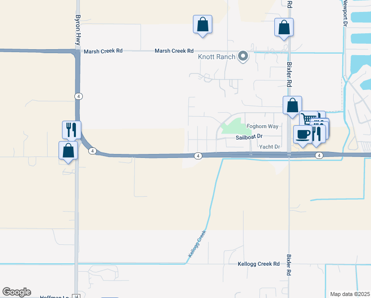 map of restaurants, bars, coffee shops, grocery stores, and more near 3979 South Coral Court in Discovery Bay