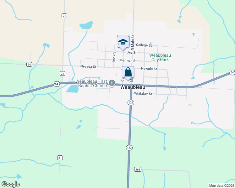 map of restaurants, bars, coffee shops, grocery stores, and more near 206 Frisco in Weaubleau