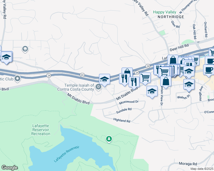 map of restaurants, bars, coffee shops, grocery stores, and more near 960 Risa Road in Lafayette