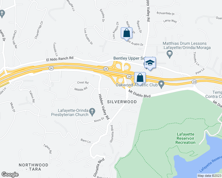 map of restaurants, bars, coffee shops, grocery stores, and more near 10 Diablo Circle in Lafayette