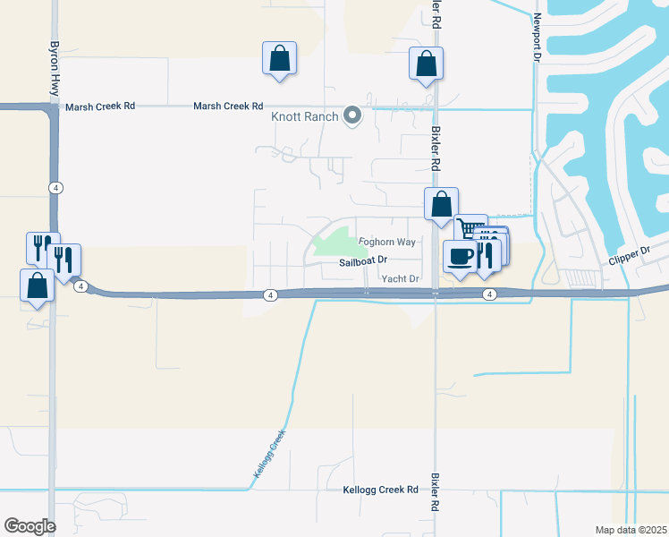 map of restaurants, bars, coffee shops, grocery stores, and more near 3636 Sailboat Drive in Discovery Bay