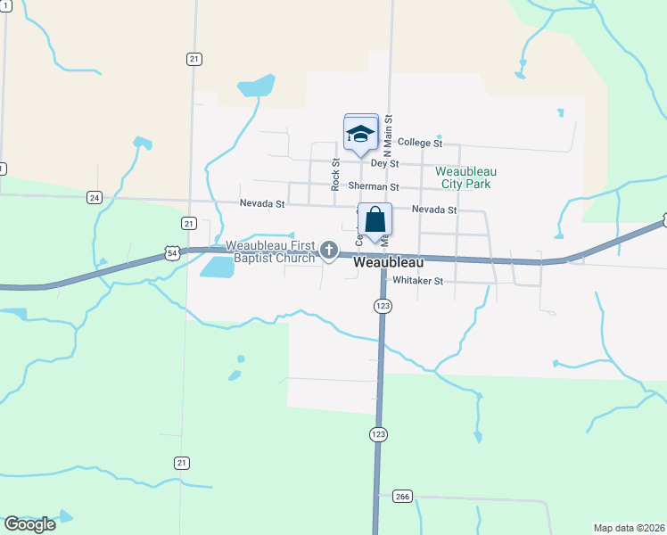 map of restaurants, bars, coffee shops, grocery stores, and more near 206 Frisco in Weaubleau