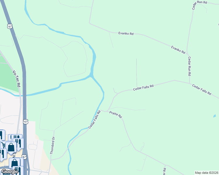 map of restaurants, bars, coffee shops, grocery stores, and more near 3245 Cedar Falls Road in Bonne Terre