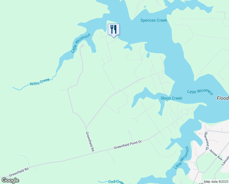 map of restaurants, bars, coffee shops, grocery stores, and more near 249 Rock Town Road in Reedville