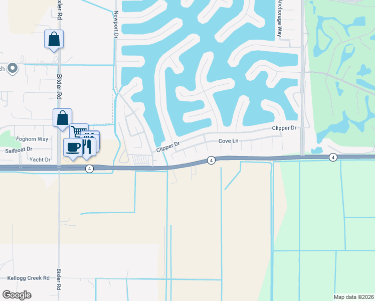 map of restaurants, bars, coffee shops, grocery stores, and more near 2431 Venice Court in Discovery Bay